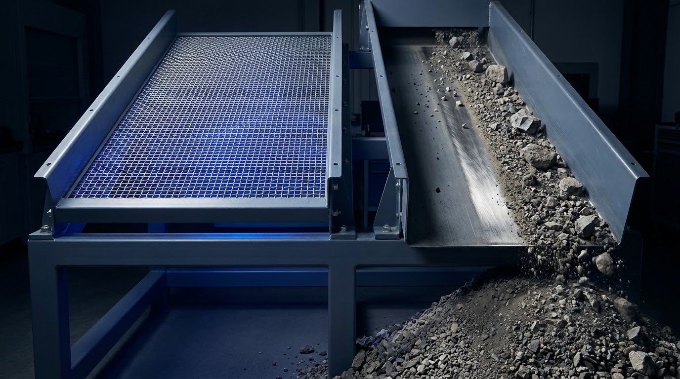 Material taken to the coarse side by habit, and the fine screen standing unused
