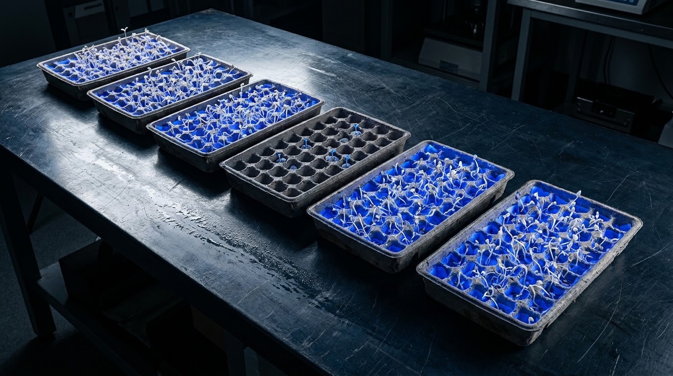 Six trays kept separate, because pooling them would hide the one that failed