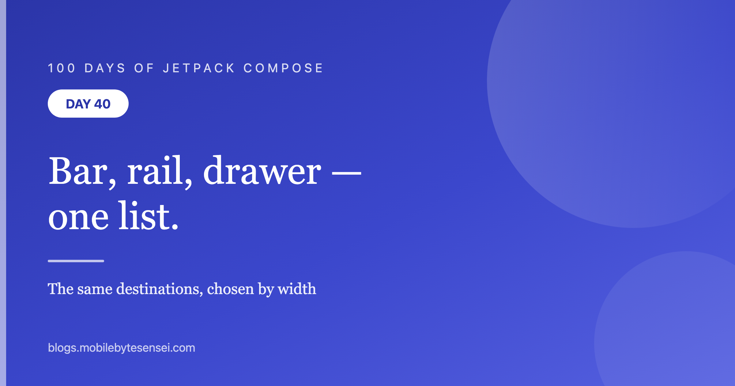 Day 40 — Bar, rail, drawer — the same destinations, chosen by window