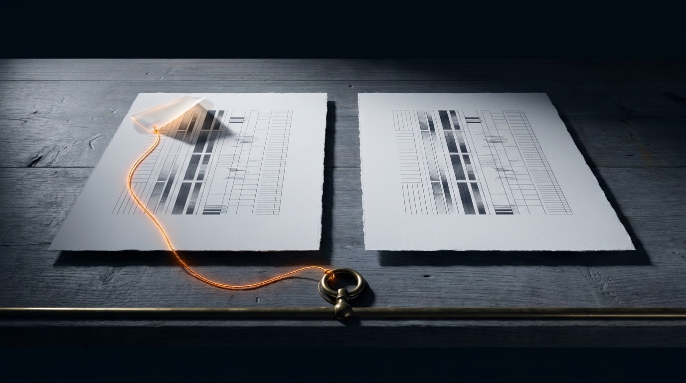 Two identical sheets on the shelf, one of them with an accession slip