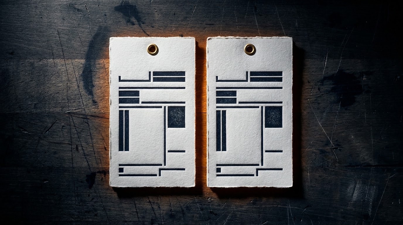 Two job cards printed from the same block, with nothing to tell them apart