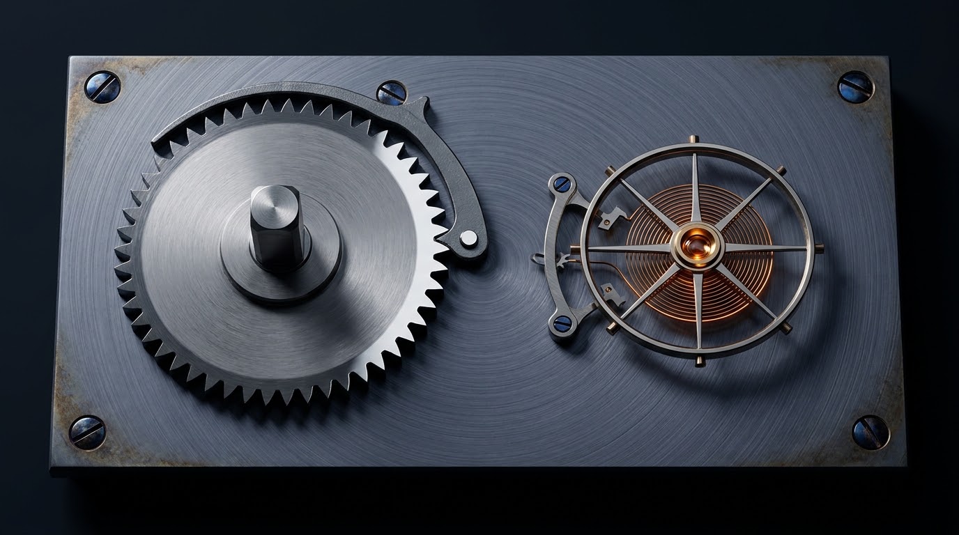 Two mechanisms, one for winding and one for every stroke in between